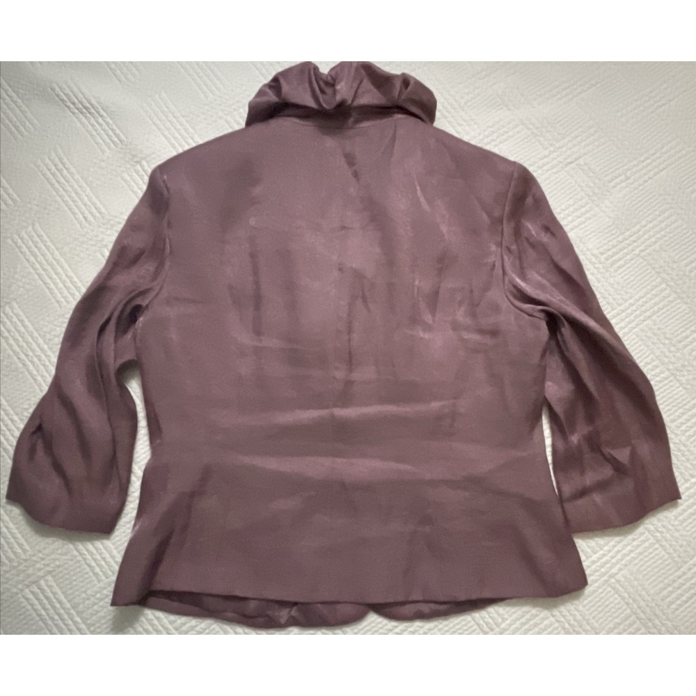 Adrianna Papell Evening Essentials Women's Jacket Sz 16 Ruffle Shiny Purple 80s - Picture 4 of 8